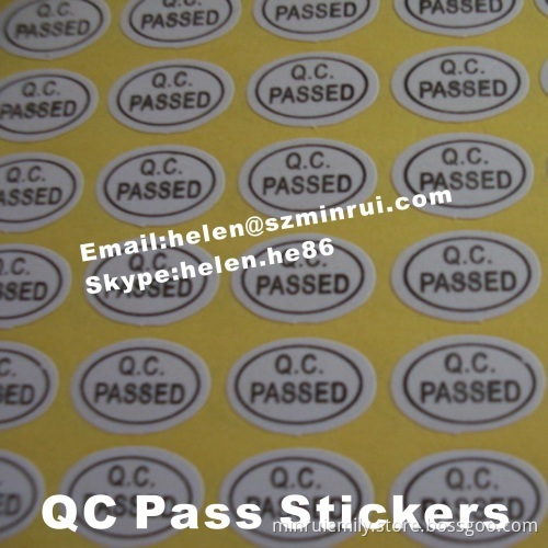Custom Round And Oval Shape Qc Passed Stickers,self Adhesive Labels For Products Quality Control 